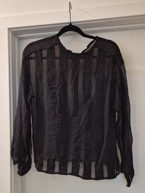 Ellen Tracy Black Semi-Sheer Long Sleeve Shirt
